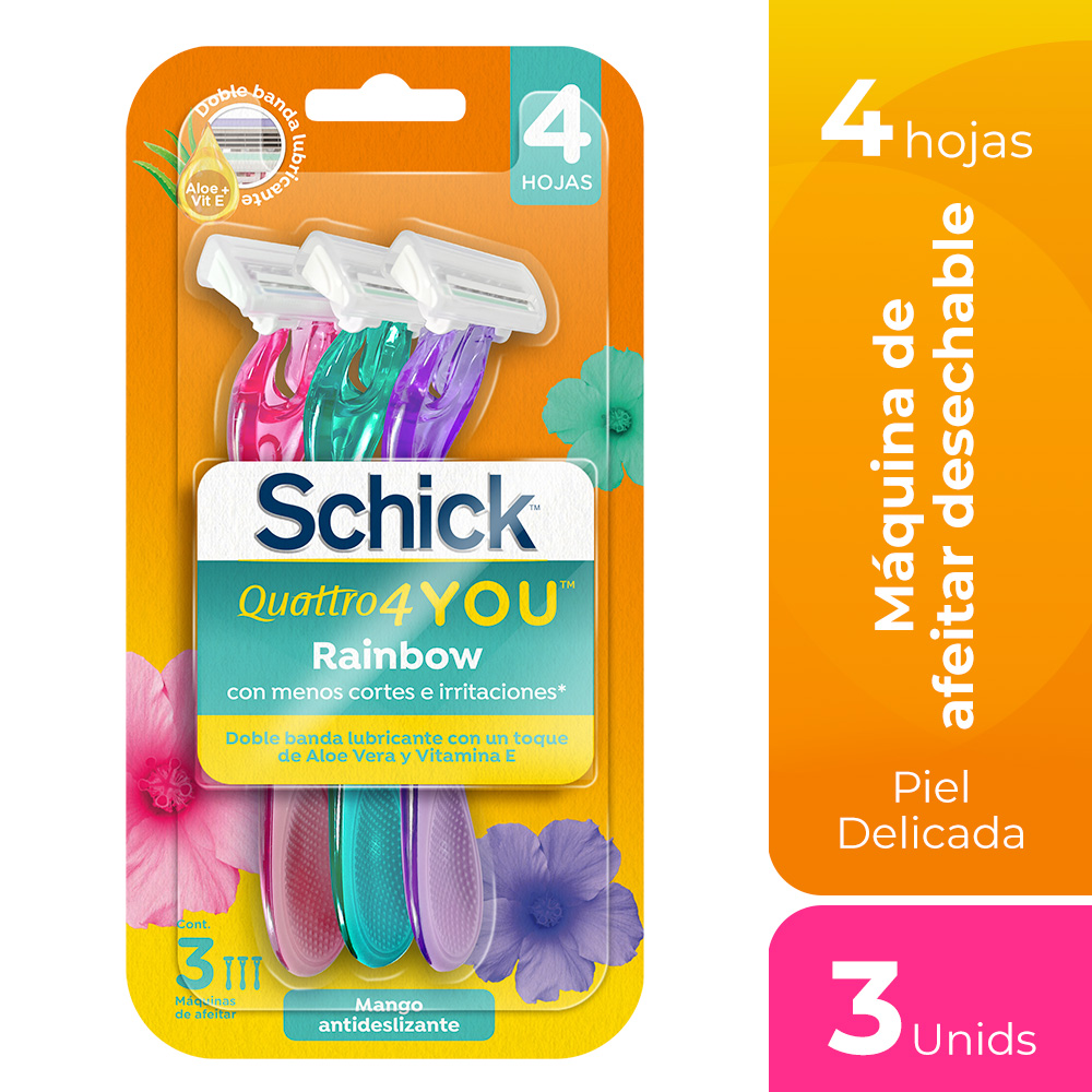 Maquina de afeitar Schick Quattro4 Mujer Rainbow x3und