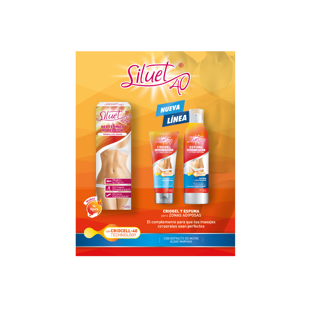 Pack Siluet 40 Gel Térmico 200 ml + Espuma Siluet 40 170 ml 1 Preunic