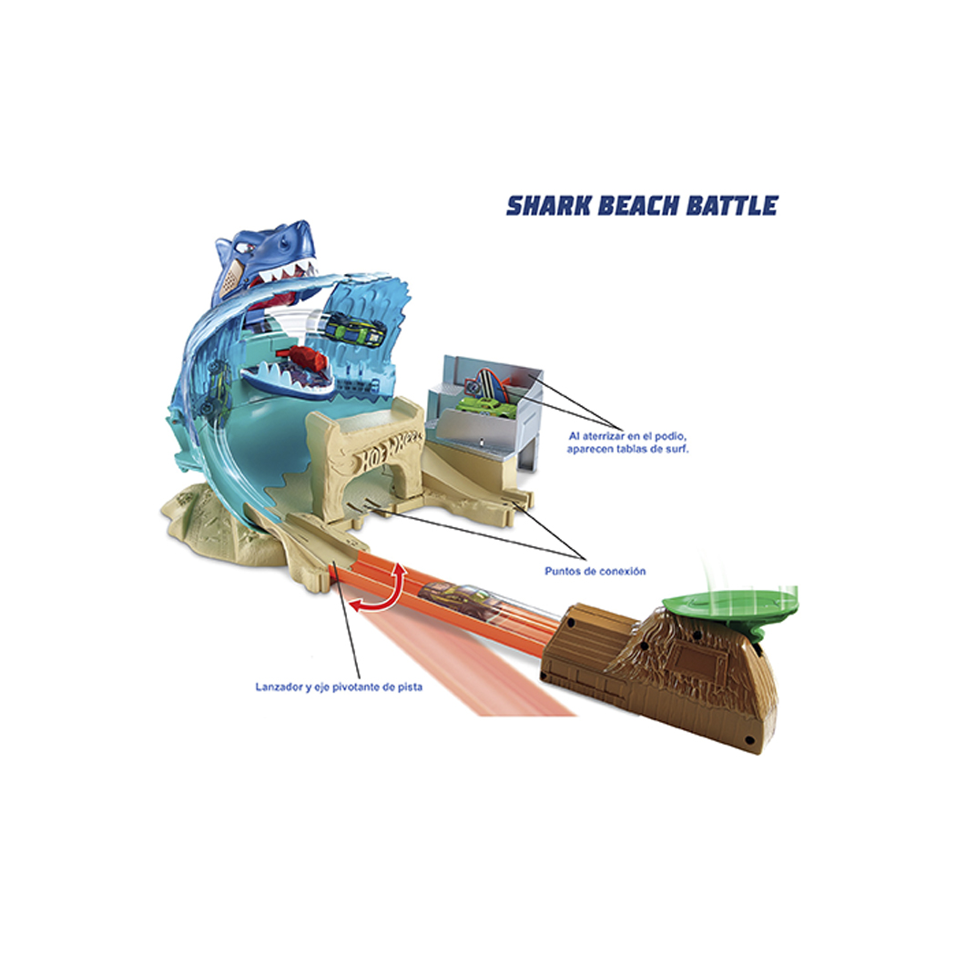 tiburon mattel pista batalla en playa tiburÃ³n hot wheels