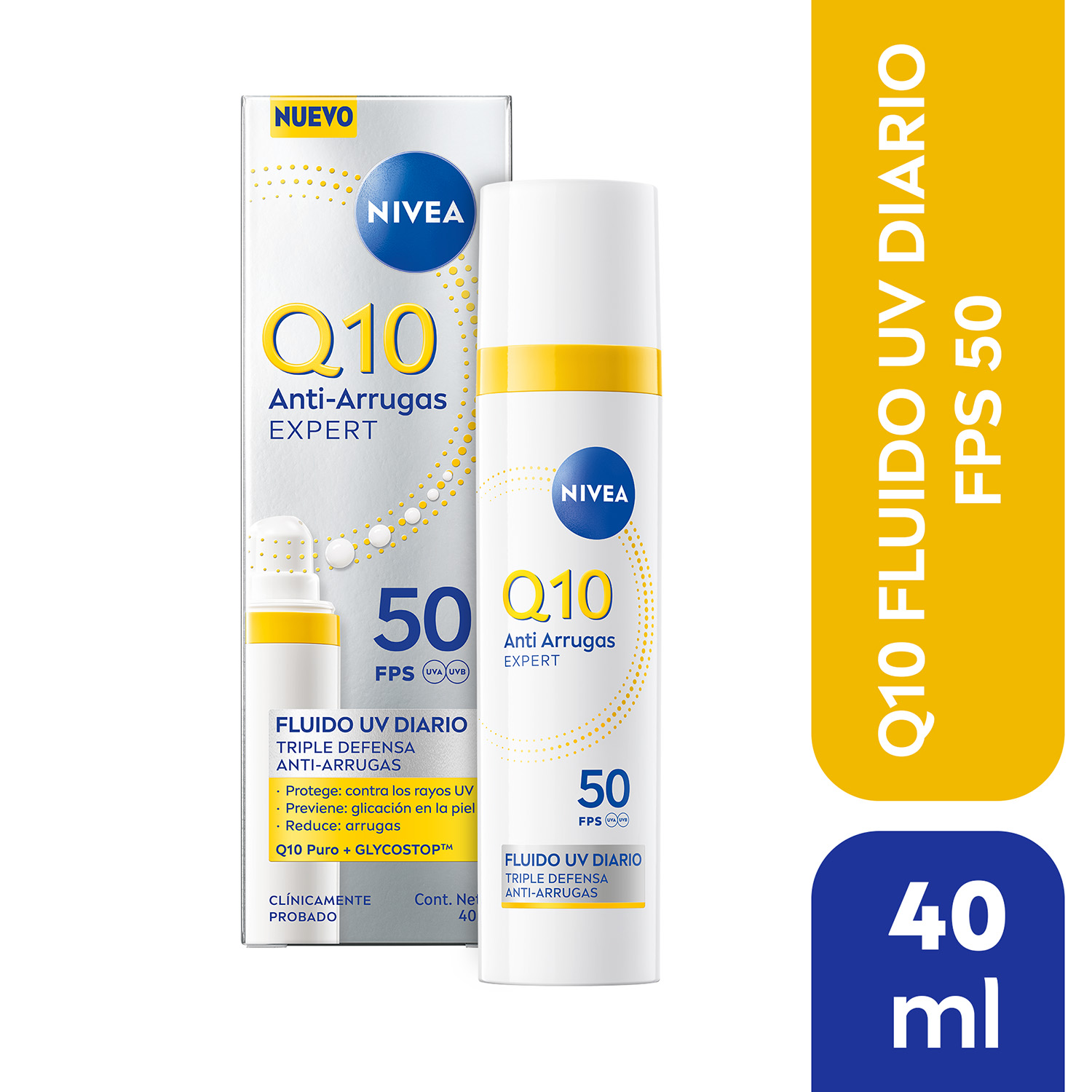 Crema Facial Nivea Fluido Antiarrugas Q10 FPS50 40 Ml