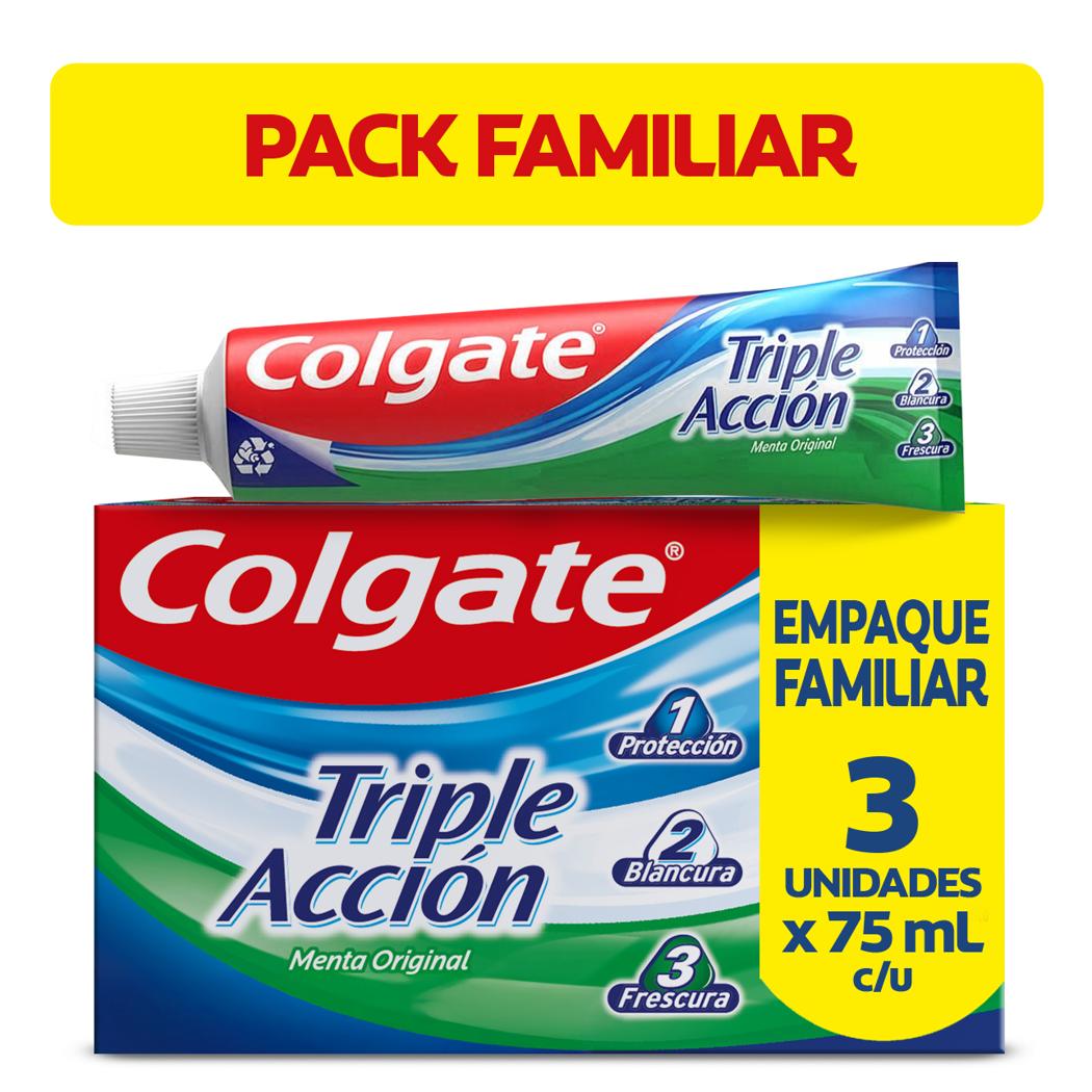 Pasta dental triple accion menta original 75ml 3u