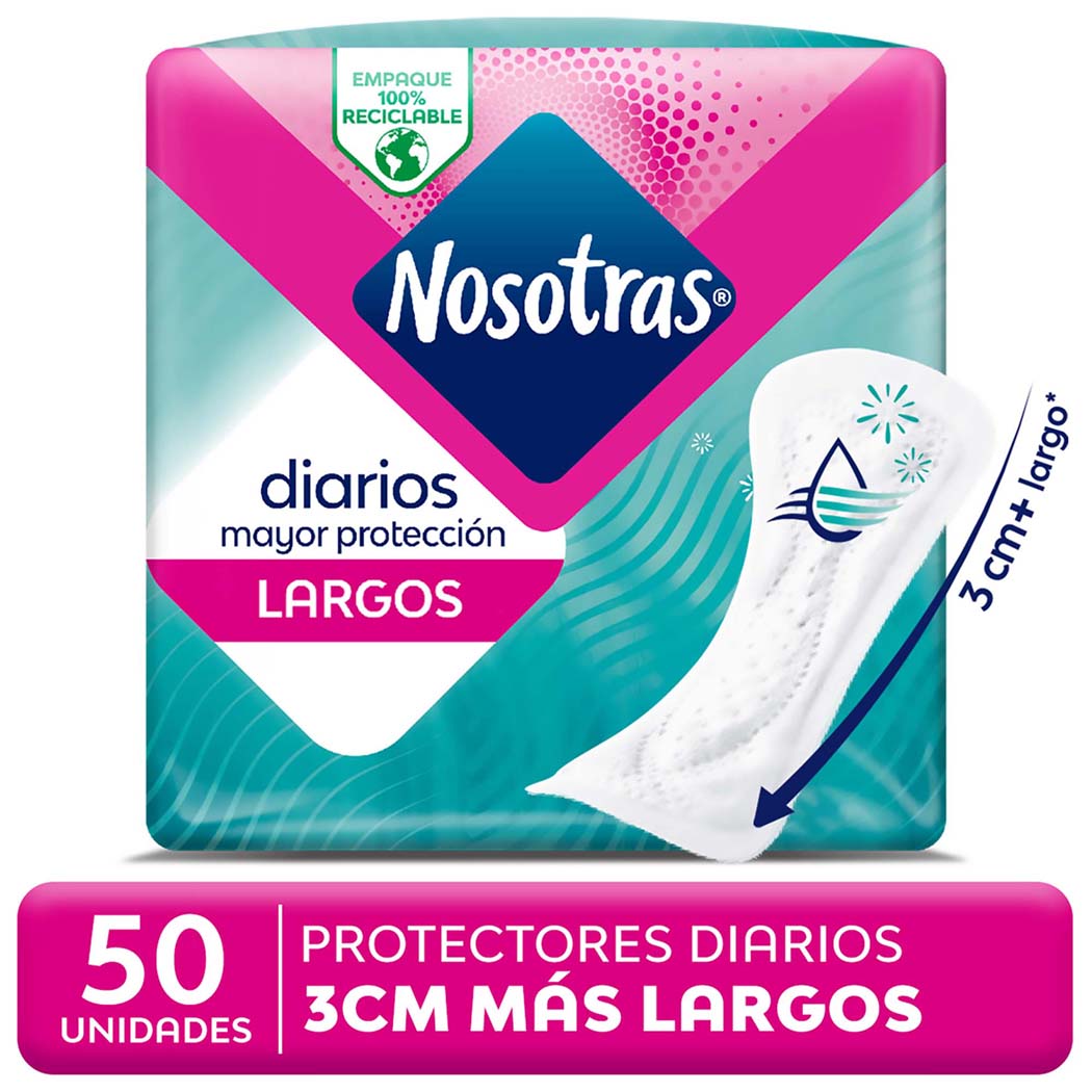 Protectores diarios largos con control de humedad x50