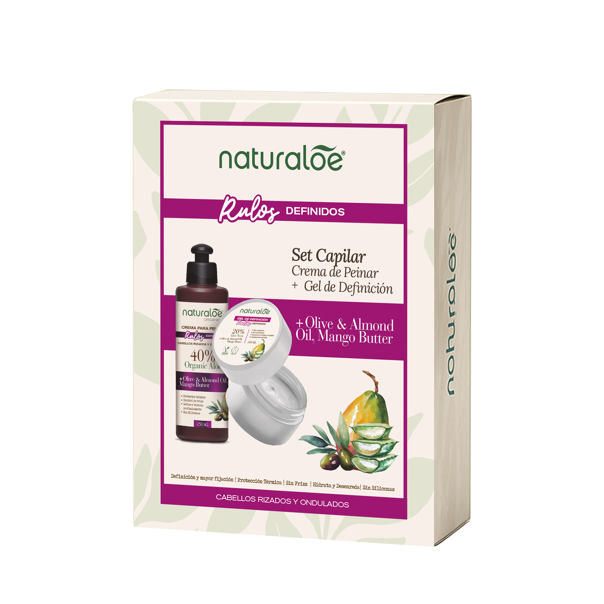 Estuche Rulos Definidos Naturaloe Gel de Definicion y Crema De Peinar