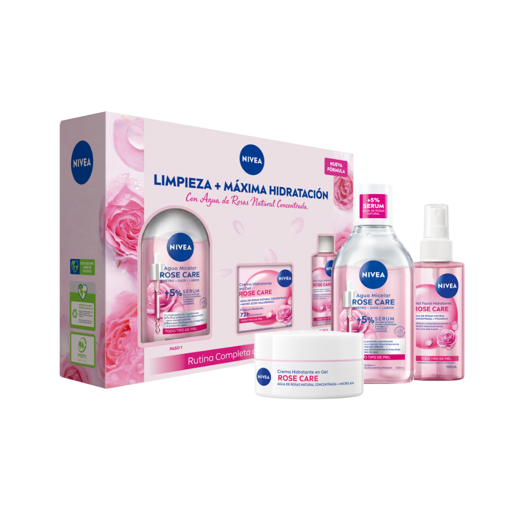 Estuche Nivea Roses Care Micelar 400 Ml + Crema Dia 50 Ml + Mist 150 Ml