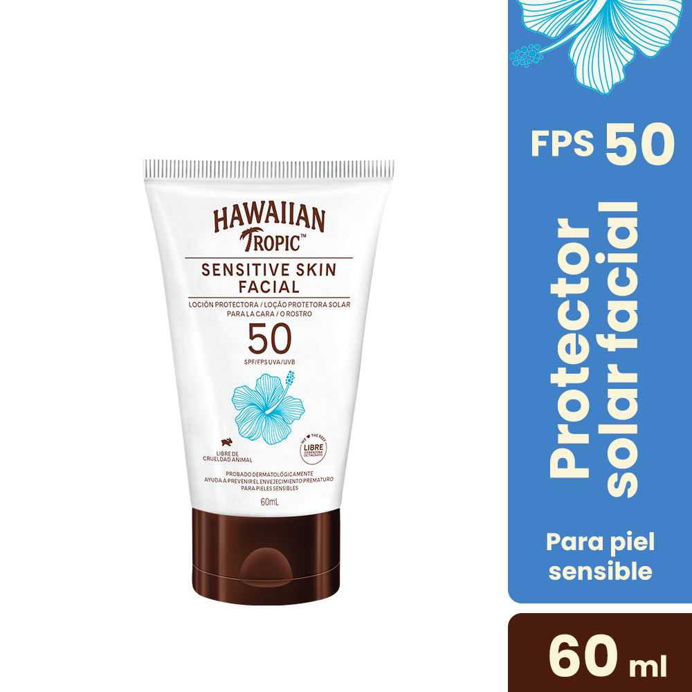 Protector Solar Facial Hawaiian Tropic Sensitive Skin FPS 50+ 60 Ml