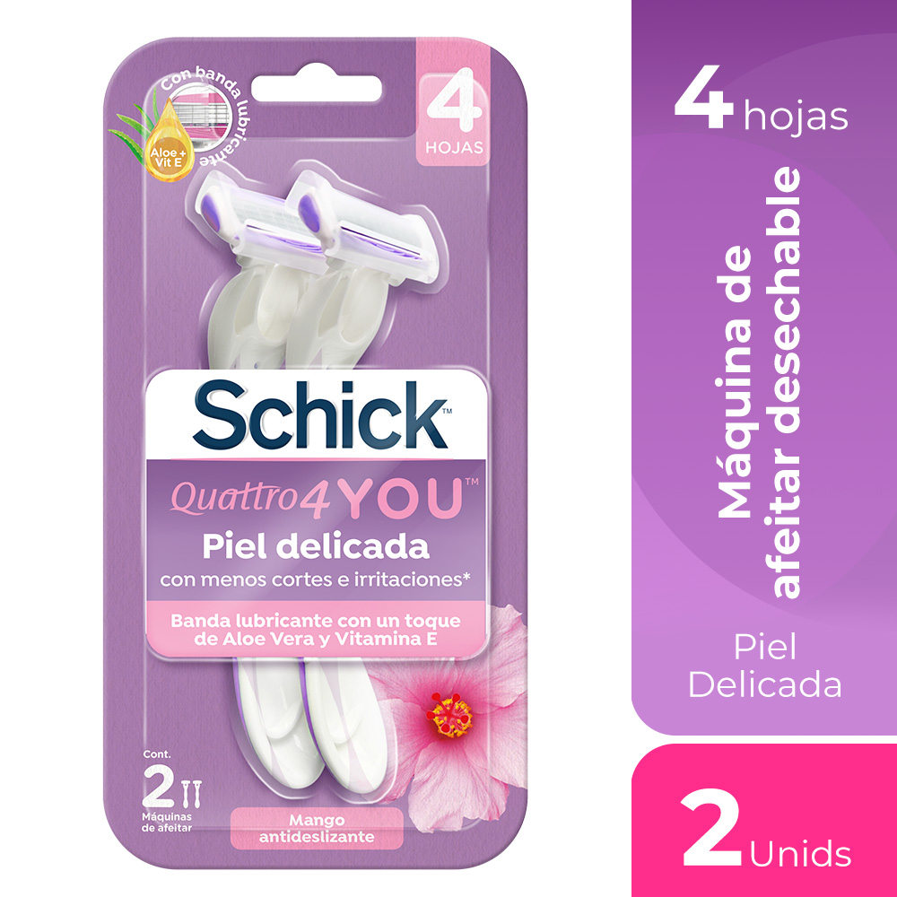 Maquina depilatoria SCHICK QUATTRO SENSITIVE 2 unidades