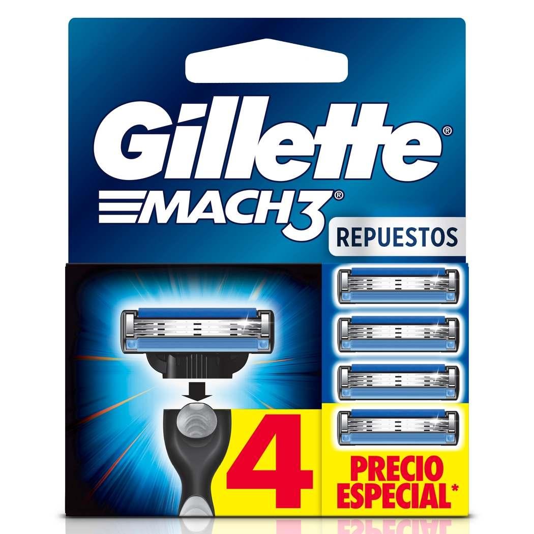 Gillette Mach3 Repuesto para Maquina de Afeitar con 3 Hojas 4 Uds