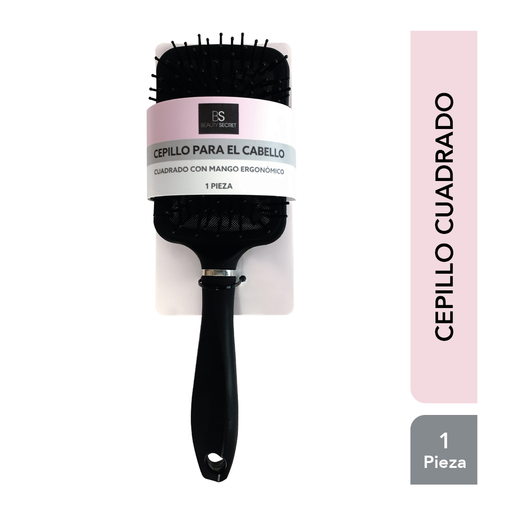 Cepillo Para el Cabello Beauty Secret Regular Cuadrado Negro