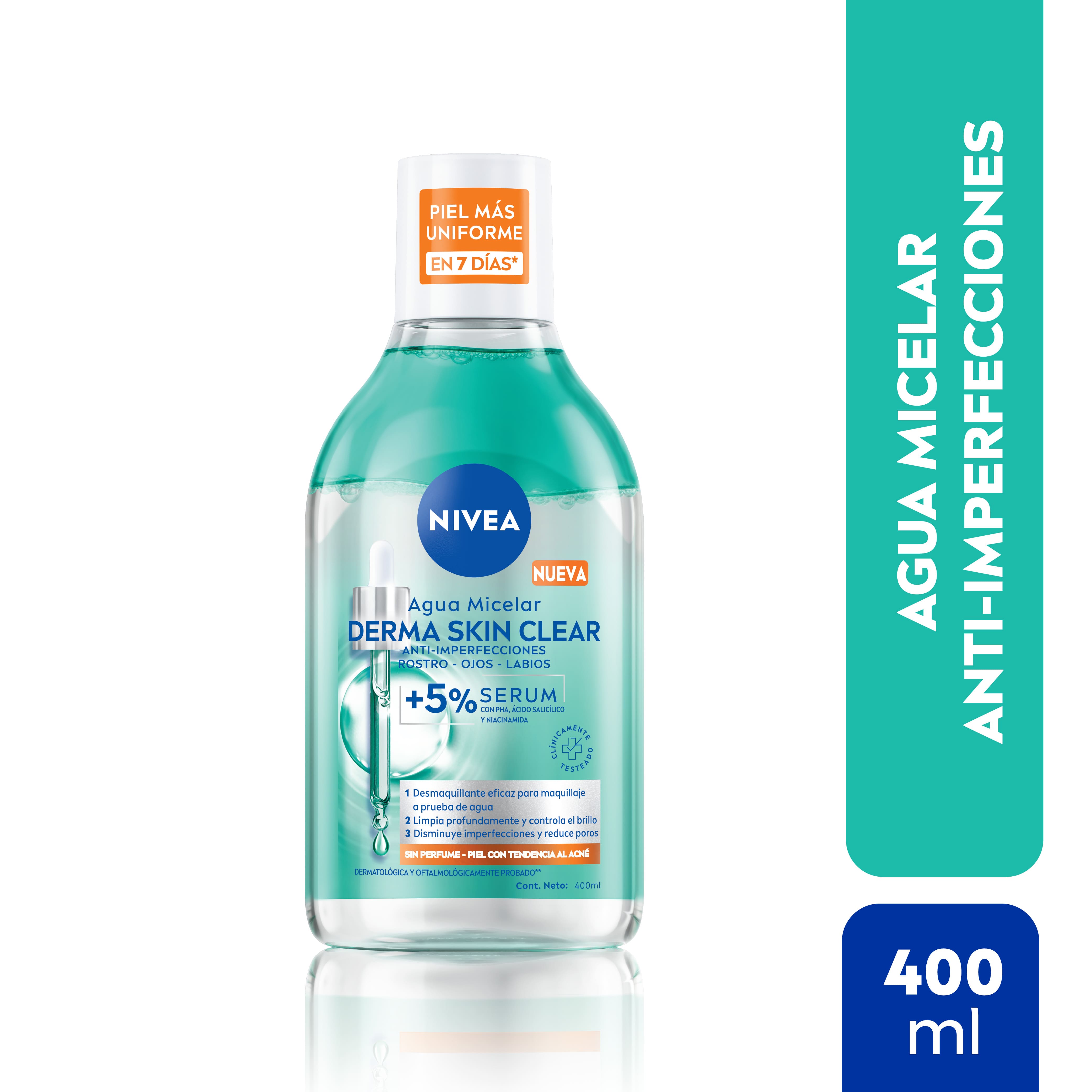 Agua Micelar Bifasica NIVEA Derma Skin Clear 400ml
