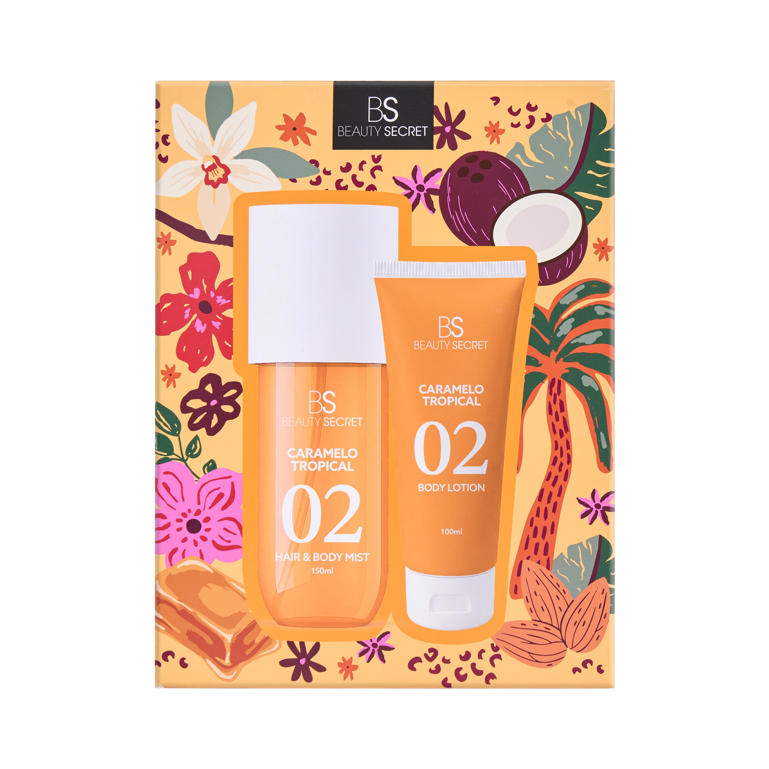 Set BS Beauty Secret Body Mist 150ml + Body Lotion 100ml Caramelo Tropical