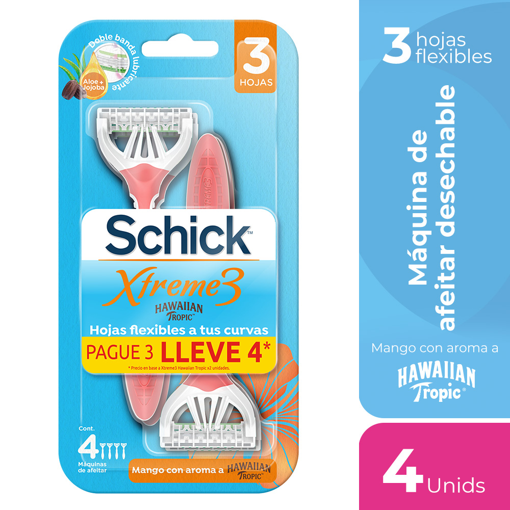 Maquina de afeitar Schick Xtreme3 Hawaiian P3LL4 Mujer x4und